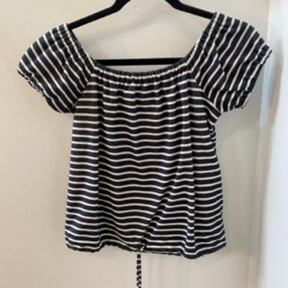 Summery off the shoulder stripped shirt